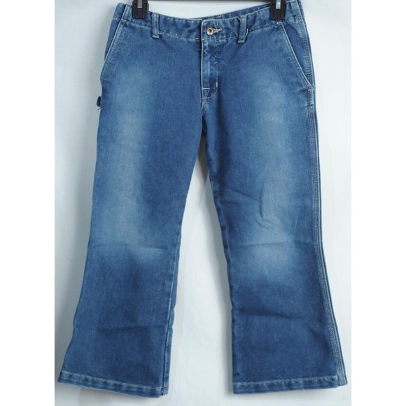 VOLCOM Stone Women's Size 1 Blue Denim Cropped Jeans Medium Wash - Picture 2 of 6